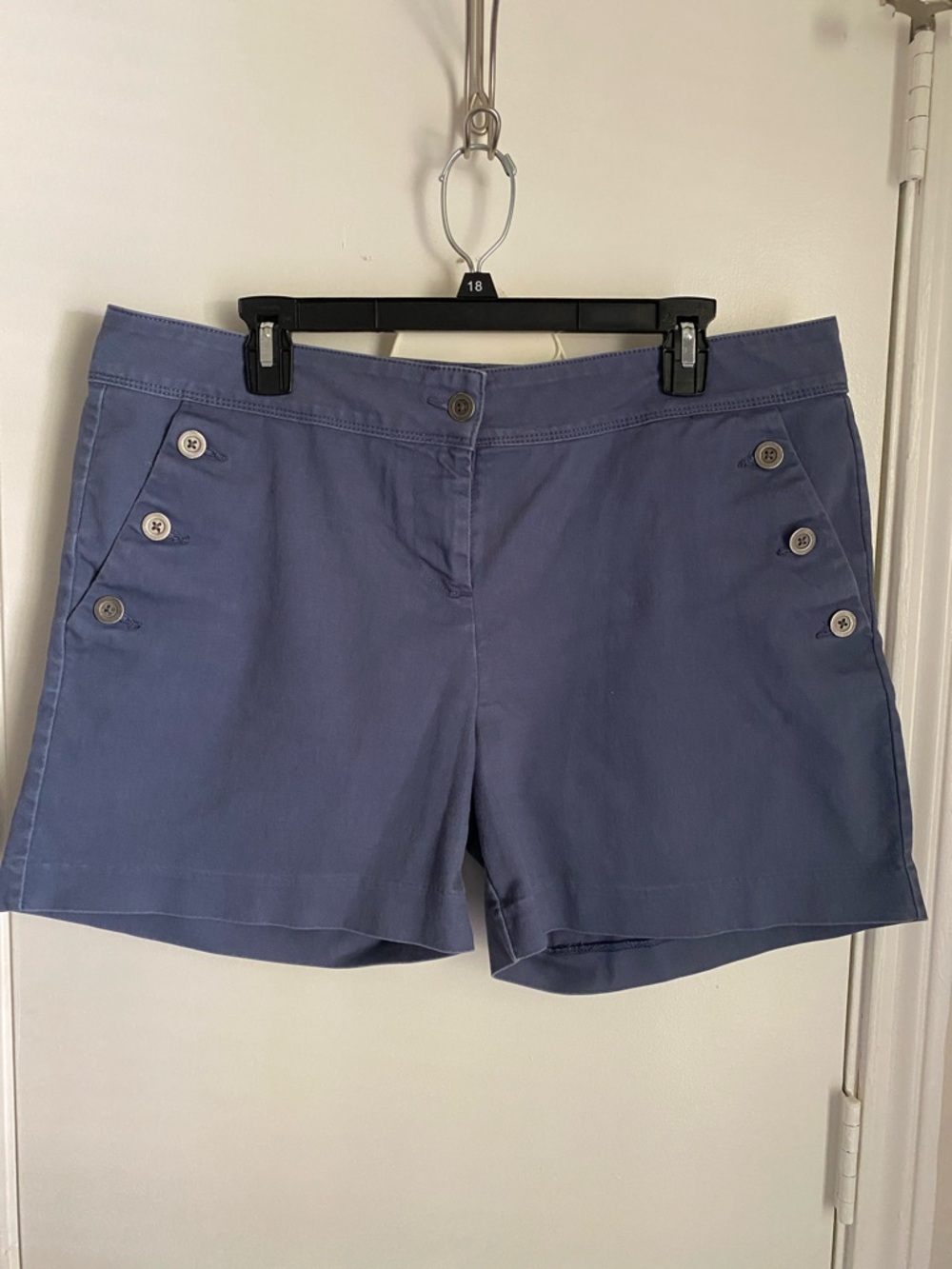 Isaac Mizrahi Periwinkle Button-Accent Bermuda Shorts